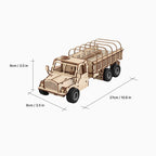 Dimensions and specifications of the assembled 3D wooden military truck