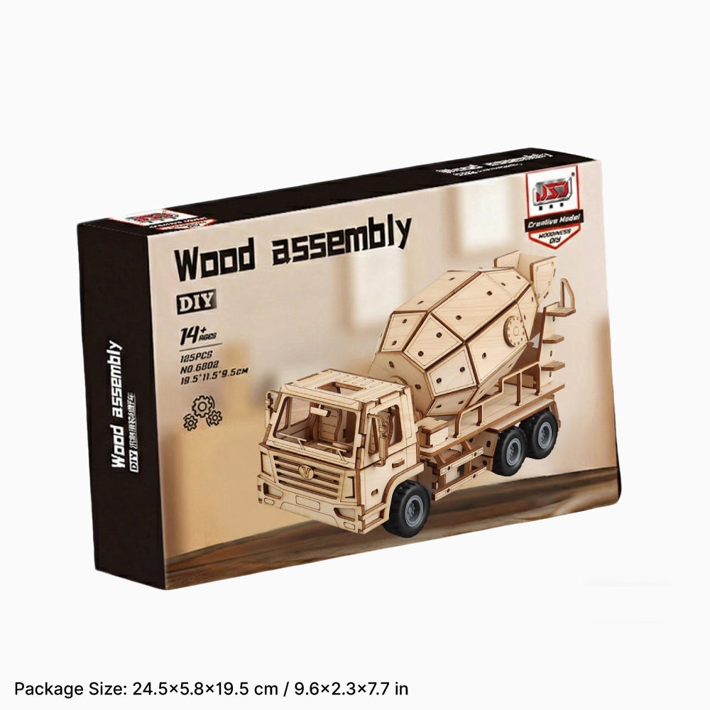 Premium "Wood assembly" DIY gift box for the Dilruo 3D cement mixer truck puzzle, suitable for ages 14 and up.