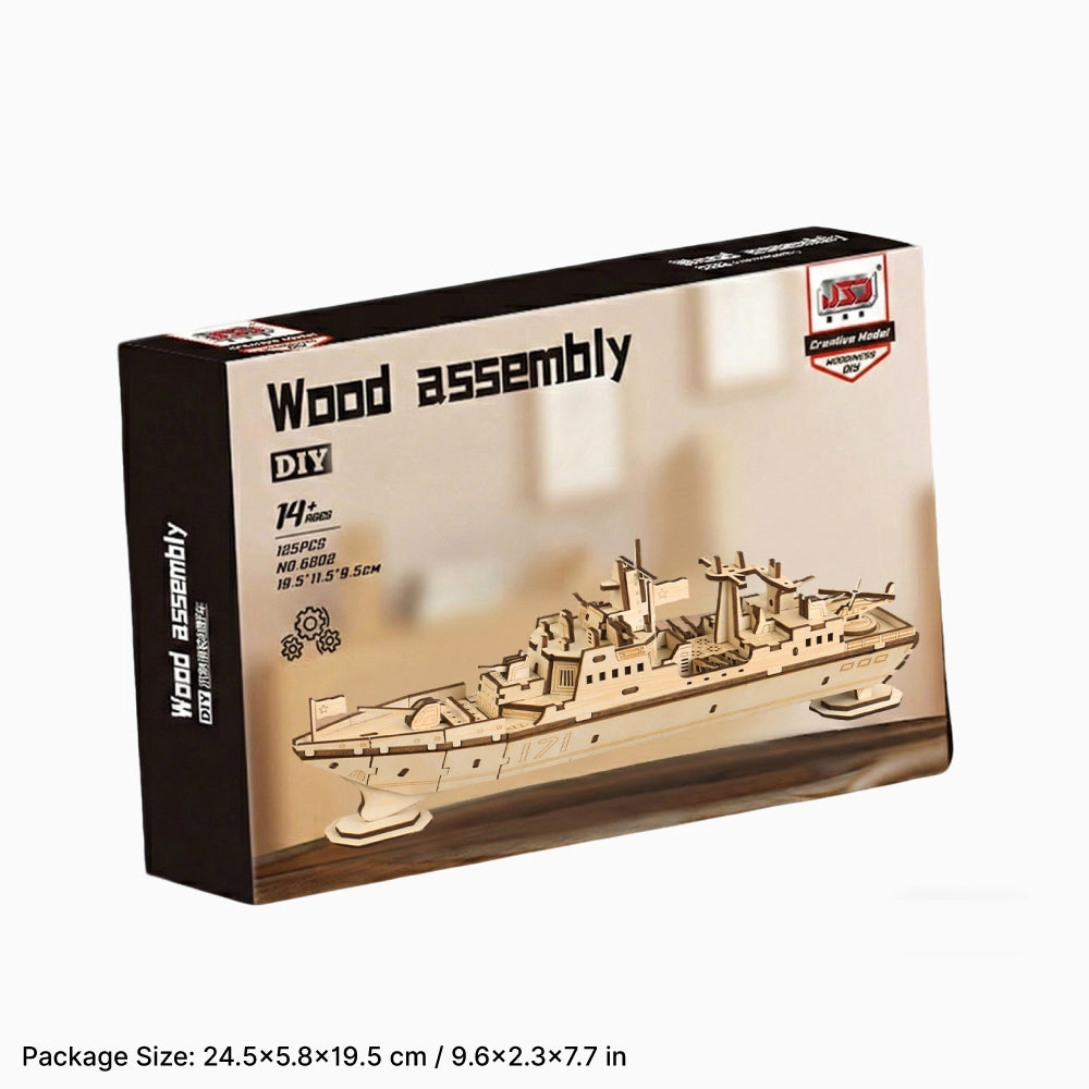 Premium gift box packaging for the military destroyer wooden puzzle