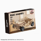 Dilruo vintage classic car 3D wooden puzzle retail packaging, 125-piece DIY model kit for ages 14+.